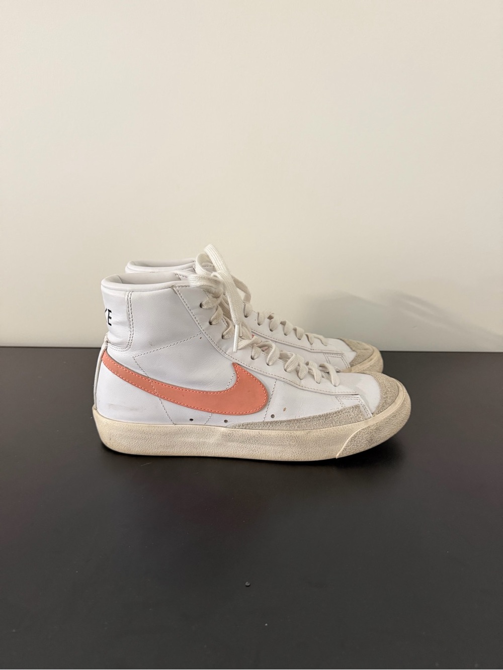 Nike Blazer Mid White with Coral Swoosh Accent